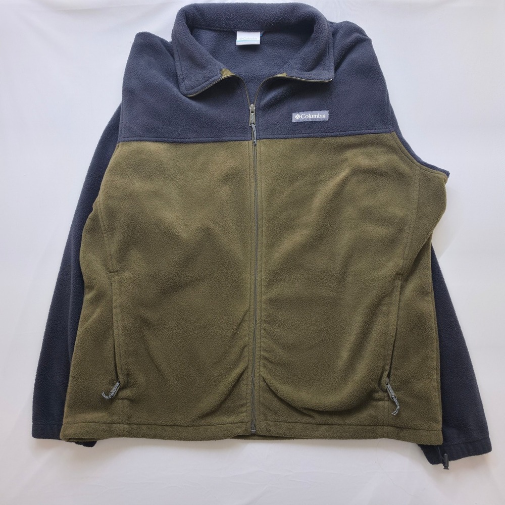 Columbia Mens Steens Mountain Full Zip Fleece Jacket XL Navy Olive Green